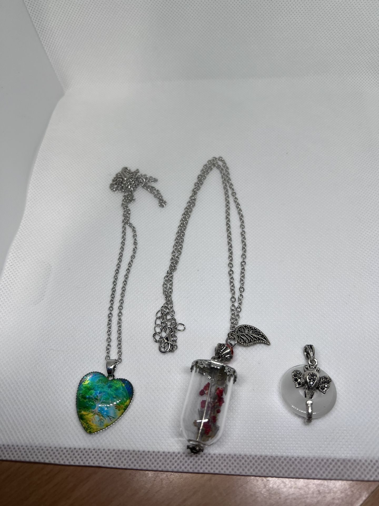 3 Pendants 2 Silver Plated Chains