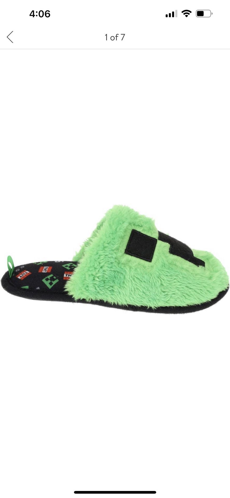 Minecraft Slippers Size 5/6