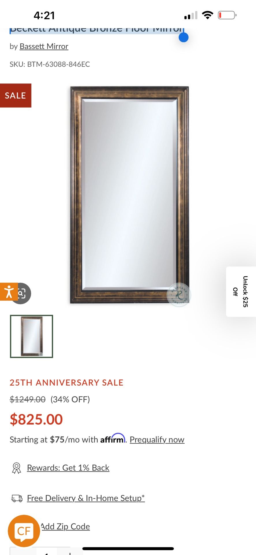 Beckett Antique Bronze Floor Mirror 81x45 - photo 5