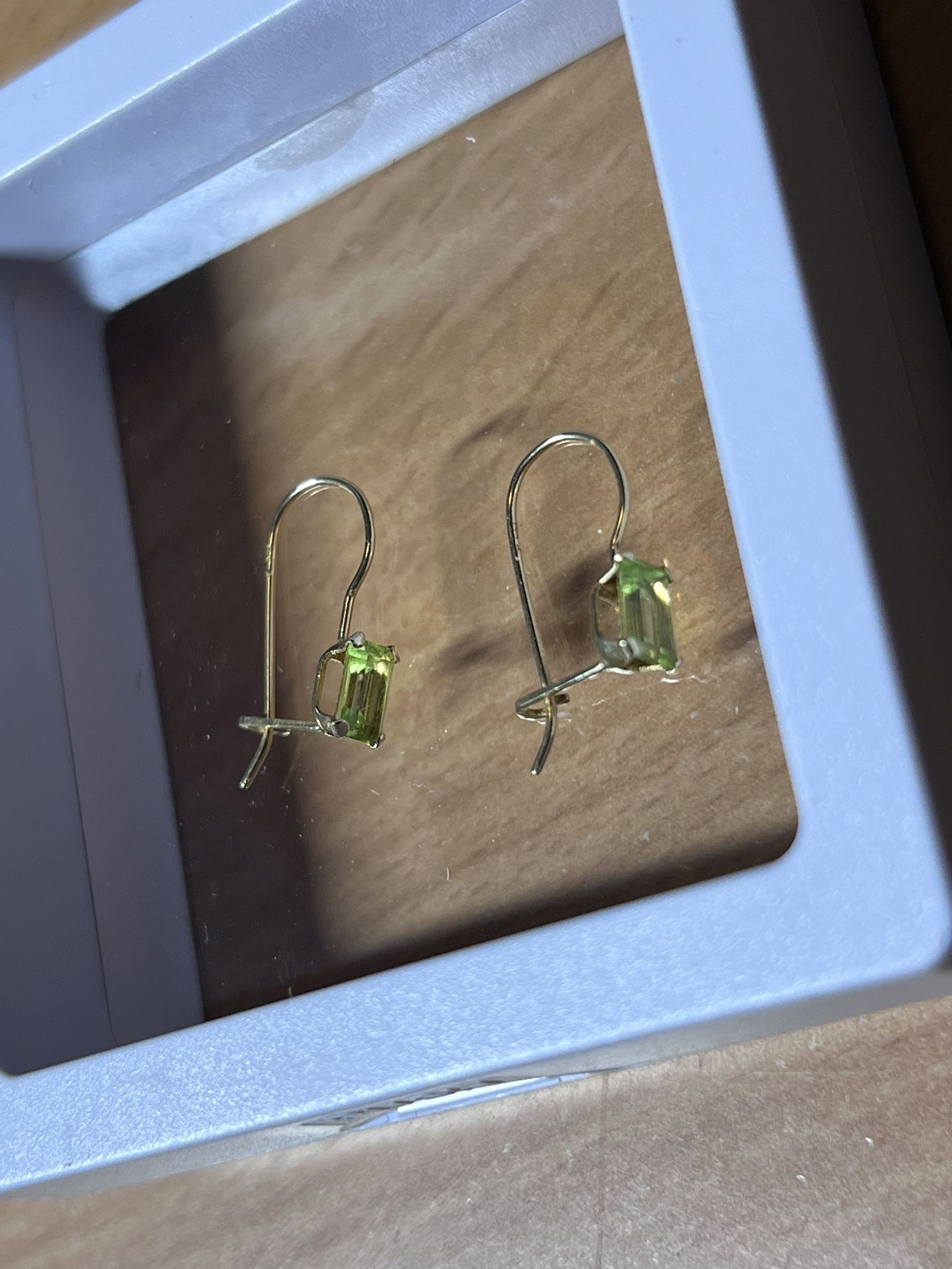 1.40ctw Green Peridot Drop Earrings 14k Yellow Gold Hook Posts
