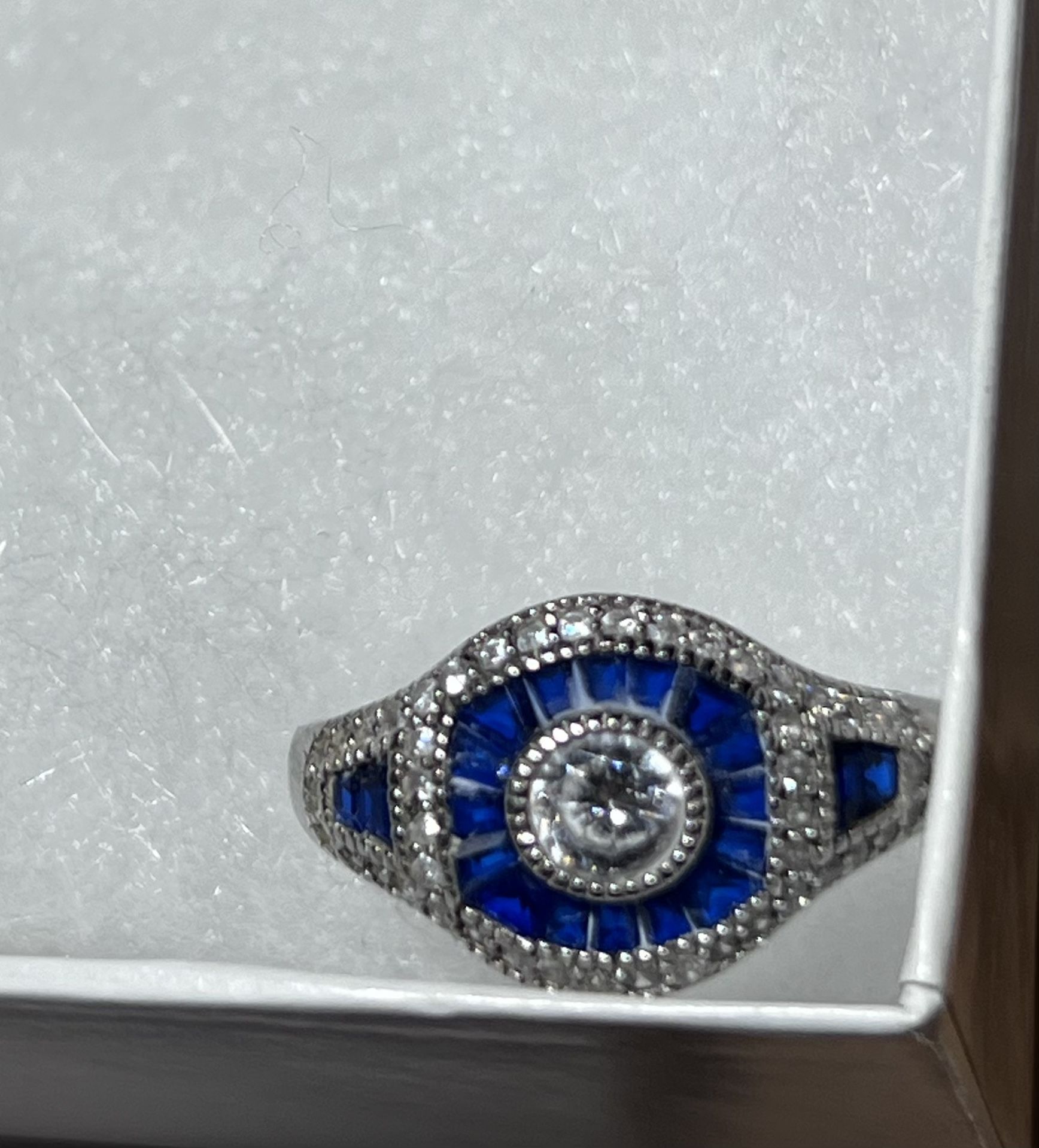 Art Deco Blue Spinel Ring Size 7