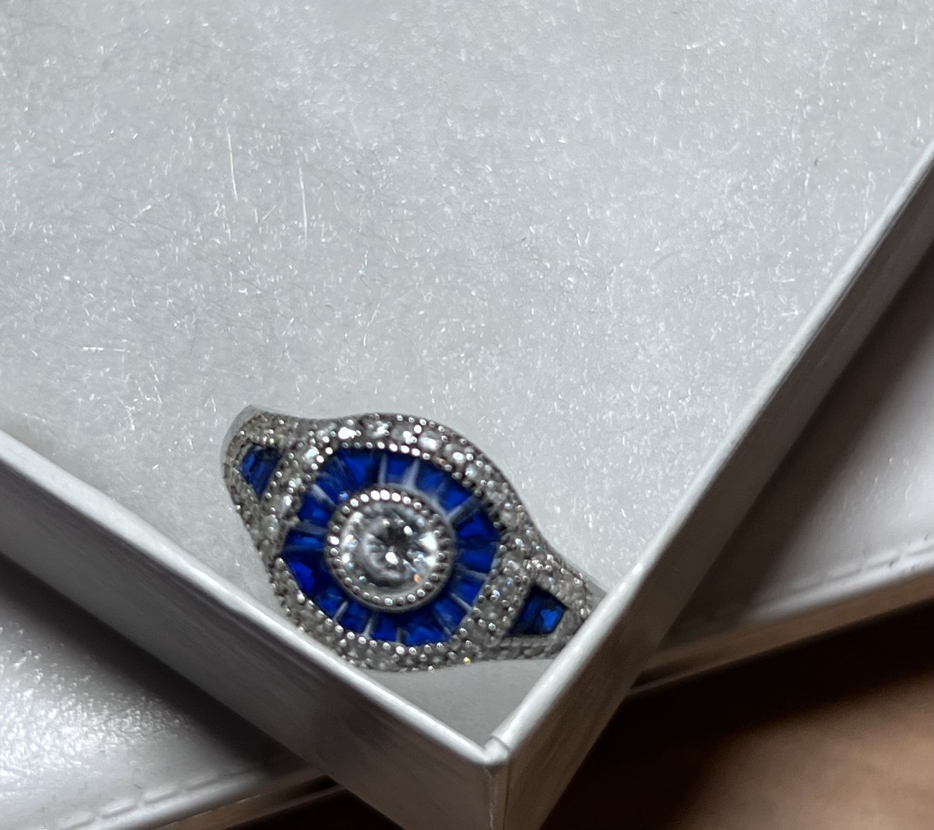 Art Deco Blue Spinel Ring Size 7 - photo 2