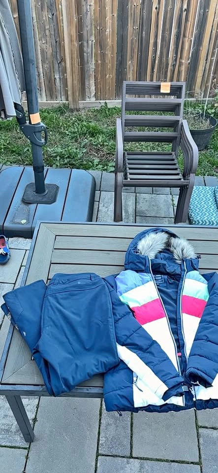 Blue Winter Jacket with Fur Hood and Snow Pants