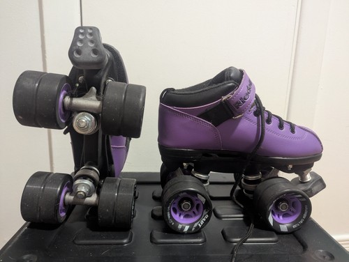 Riedell Dart Purple Black Quad Roller Skates 62mm Wheels - photo 4