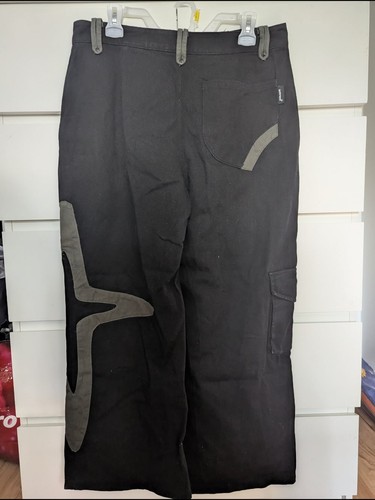 Black Cargo Wide-Leg Pants with Gray Accent - photo 3