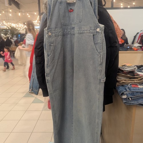 Denim Overalls with Cherry Detail