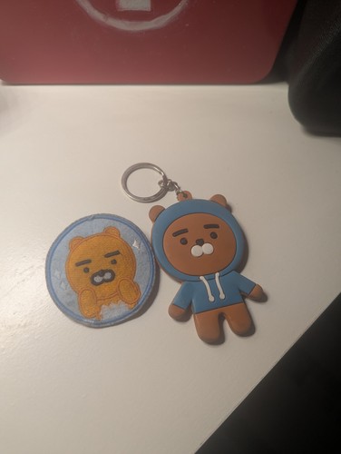 Kakao Friends Ryan Bear 3-Piece Set: Keychain, Patch & Notebook