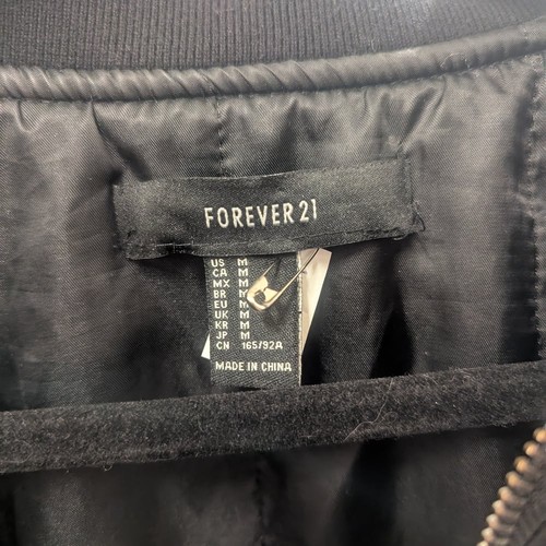 Black Bomber Jacket with 'Au Revoir' Print - photo 4