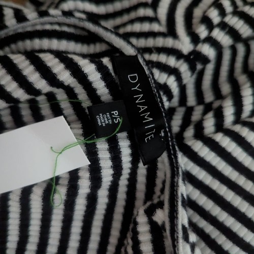 Striped Black and White Dynamite Bodysuit With Bow - photo 3