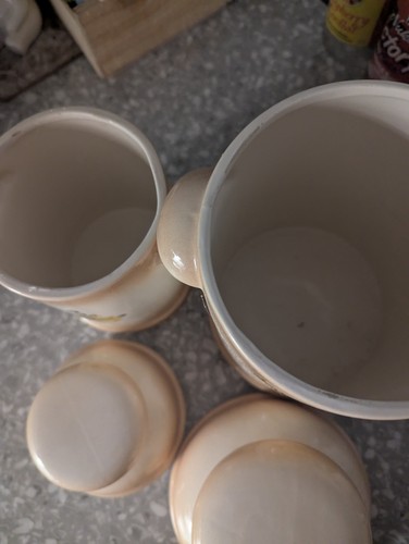 Vintage Floral Ceramic Kitchen Canister Set of 2 Cream Tan - photo 3