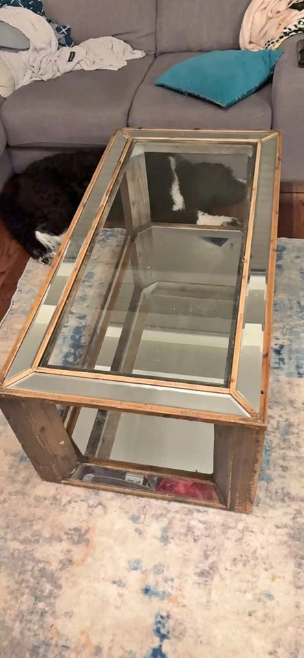 Glass Top Mirrored Coffee Table