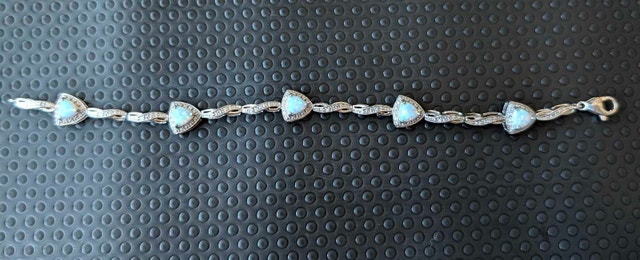 925 Sterling Silver Opal & Diamond Accent Bracelet - photo 2