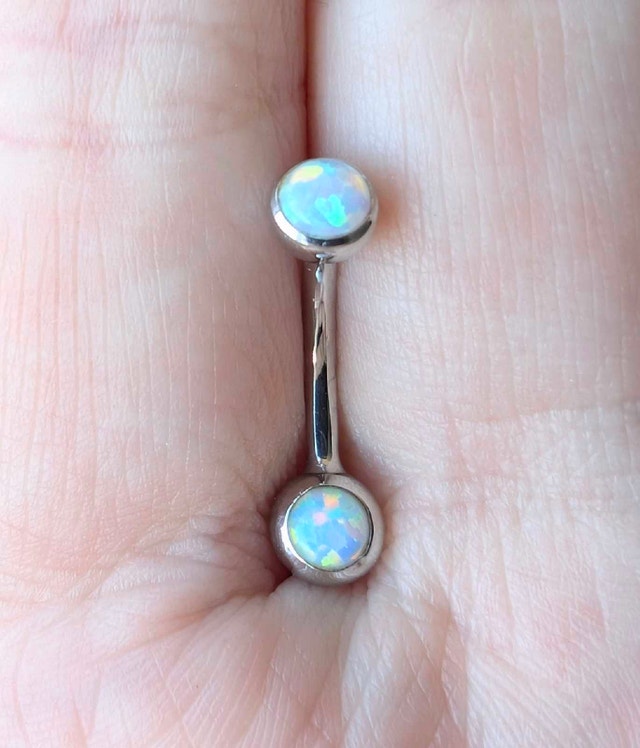 Anatometal Titanium Ball-Set Opal Navel Curve - photo 2
