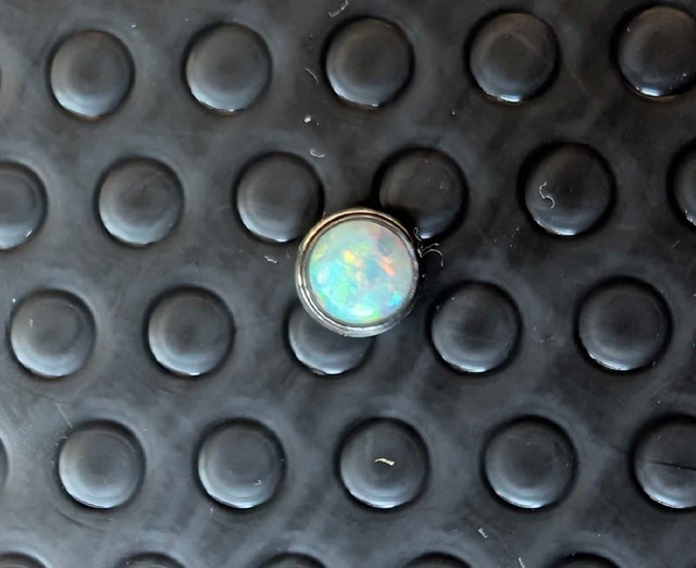 Industrial Strength Titanium Labret With Bezel-Set Opal - photo 2