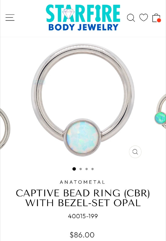 Anatometal Titanium Captive Bead Ring With Bezel-Set Opal - photo 2