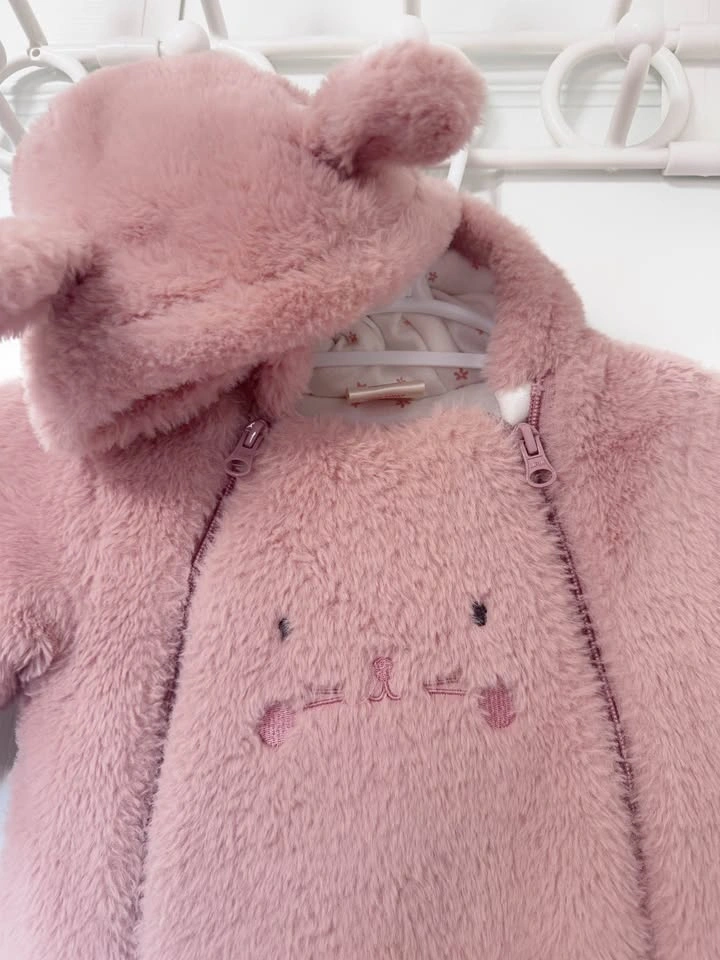 Baby Girl Winter Snowsuit Outerwear Jacket | Pink Hooded Fleece - photo 2