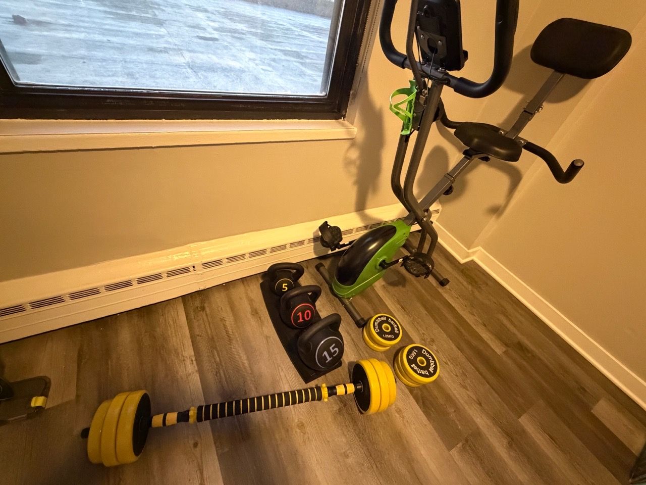 Home Gym Bundle: Folding Exercise Bike, Kettlebells, Weights