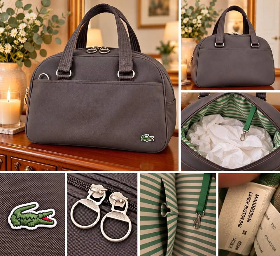 Lacoste Large Boston Bag – Chocolate Brown – New