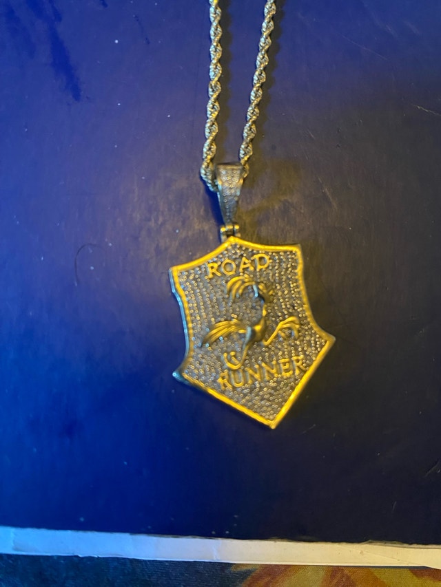 10k Gold Road Runner Pendant Necklace
