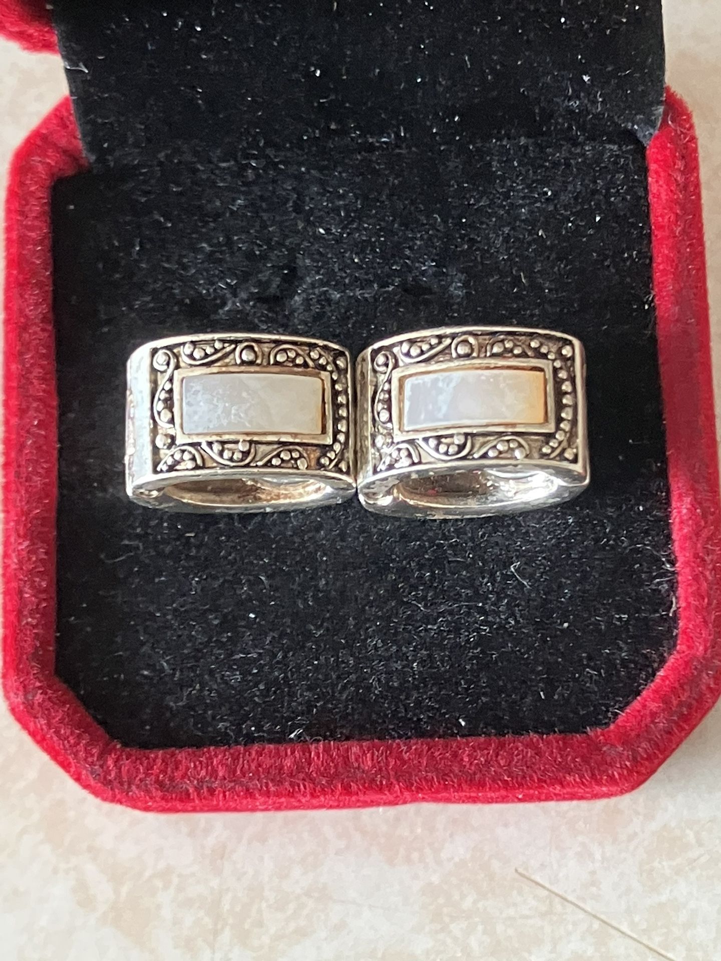 Vintage 926 And Mother Of Pearl Magnetic Clasp Earrings
