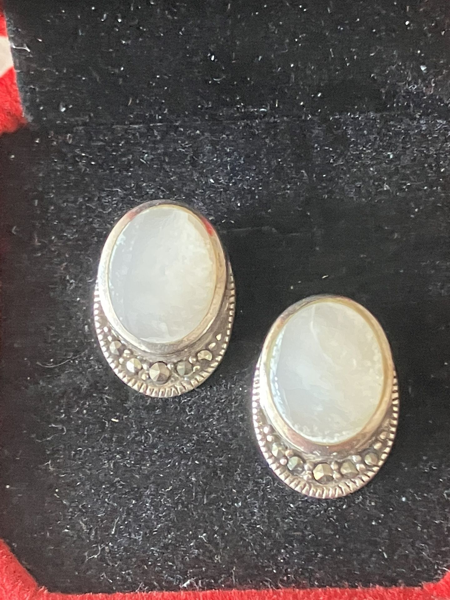 Vintage 925 And Mother Of Pearl Earrings
