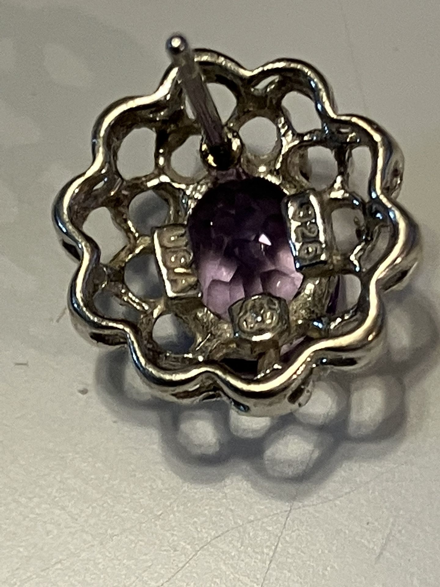 Vintage Faceted Amethyst And 925 Pierced Earrings - photo 2