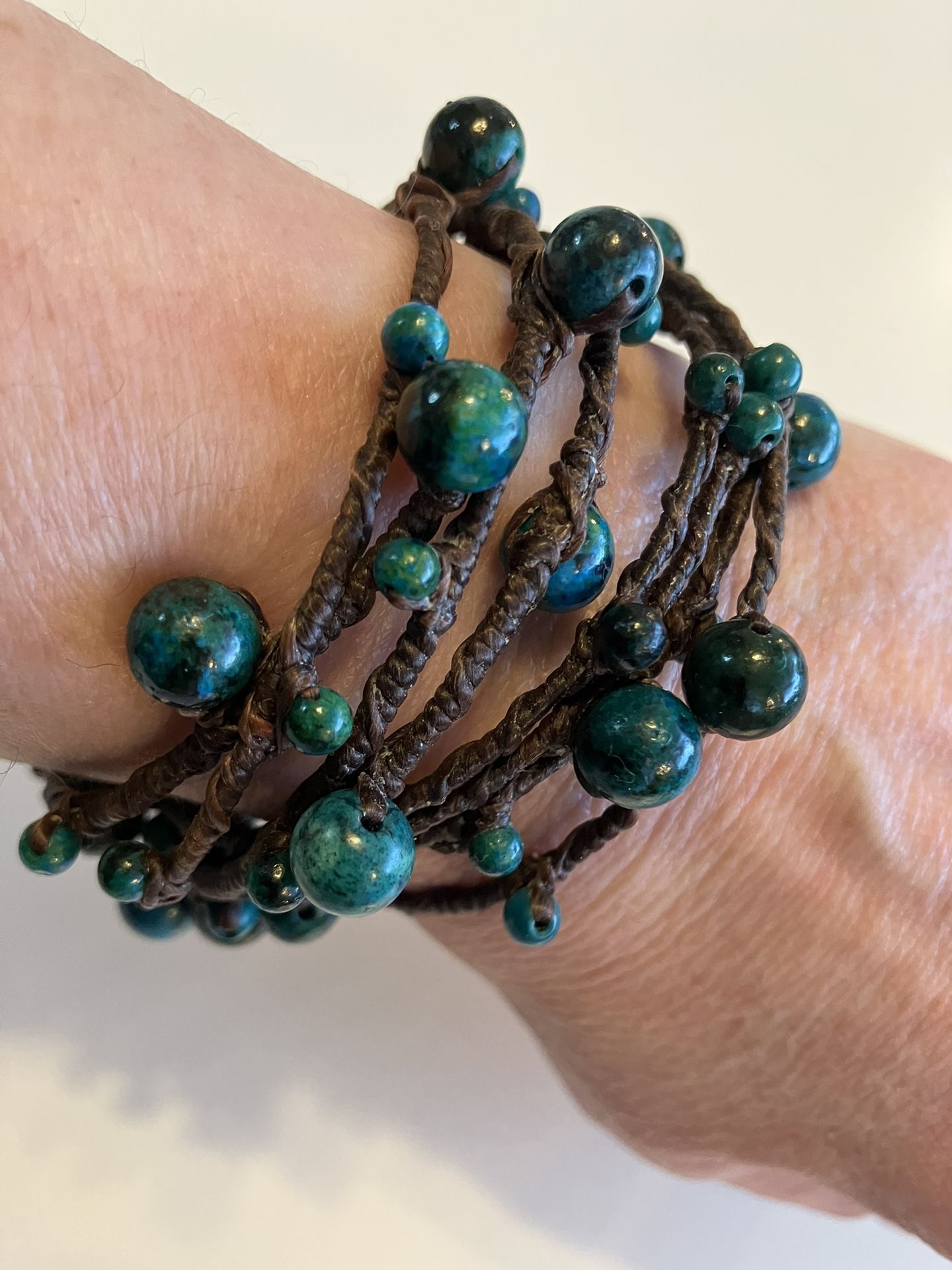 Handmade Crocheted Wire Bracelet With Beads