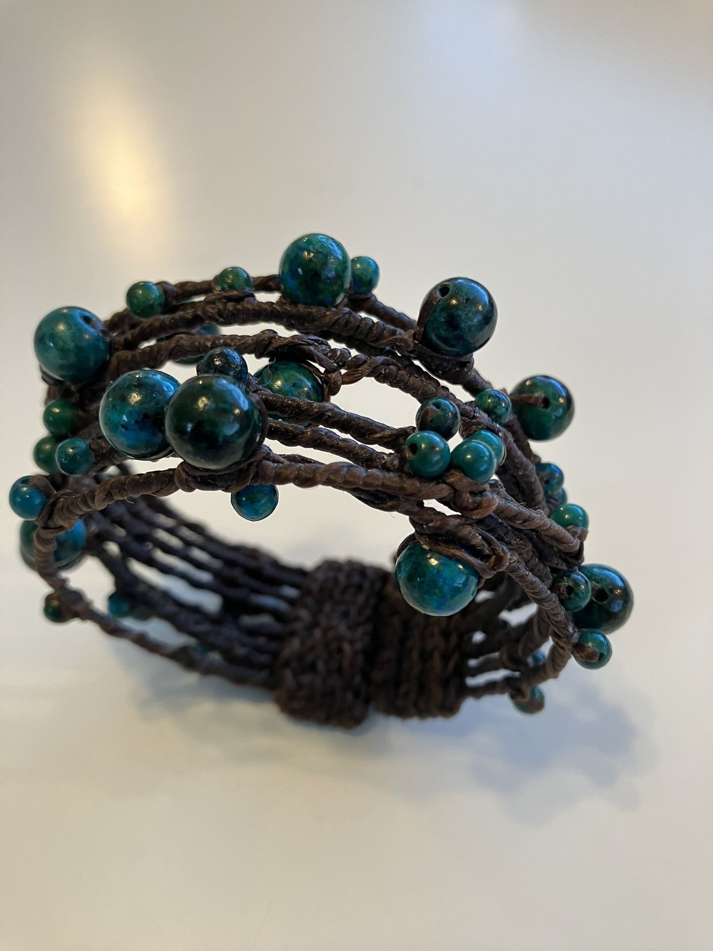 Handmade Crocheted Wire Bracelet With Beads - photo 2
