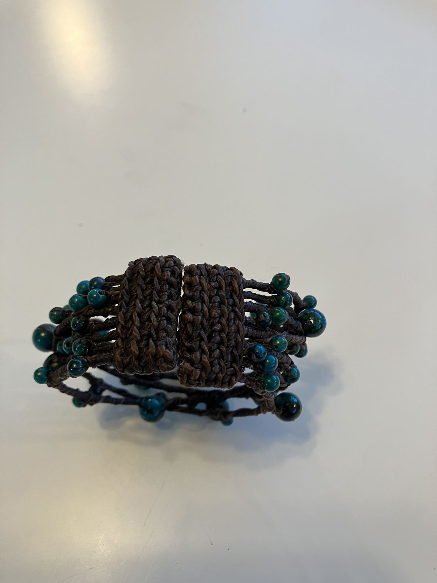 Handmade Crocheted Wire Bracelet With Beads - photo 3