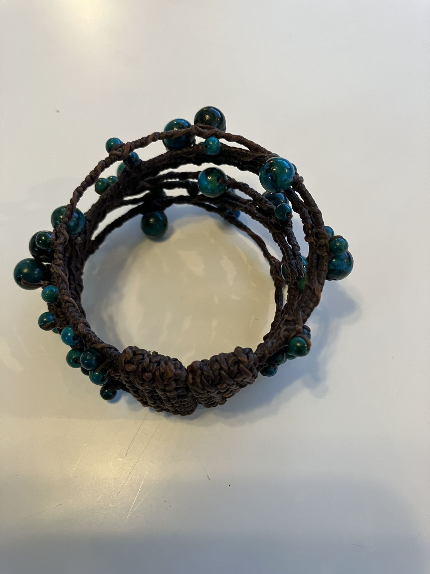 Handmade Crocheted Wire Bracelet With Beads - photo 4