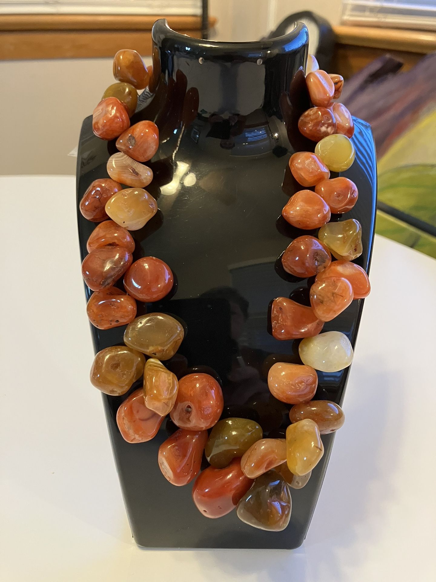 Stunning Chalcedony Cabochon Necklace 18”