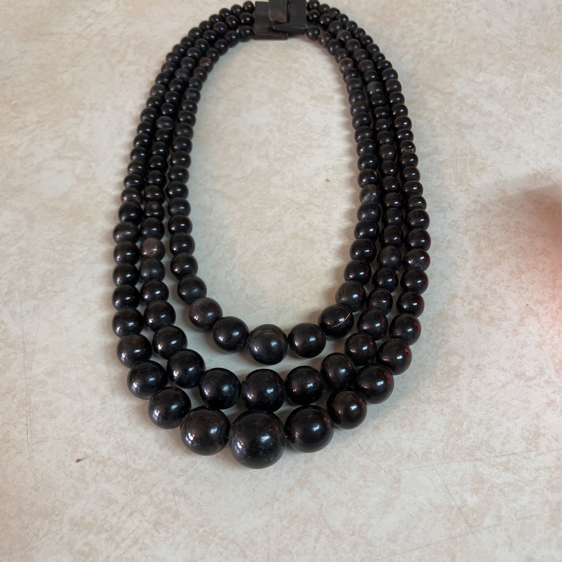 Polished Bronzite 3 Stand Necklace