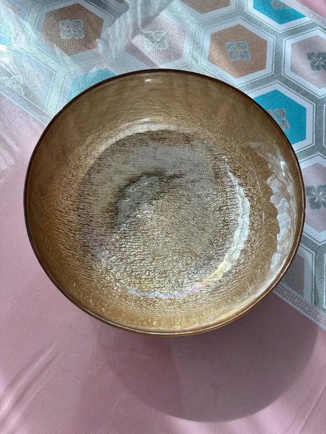 Textured Gold Glass Serving Bowl