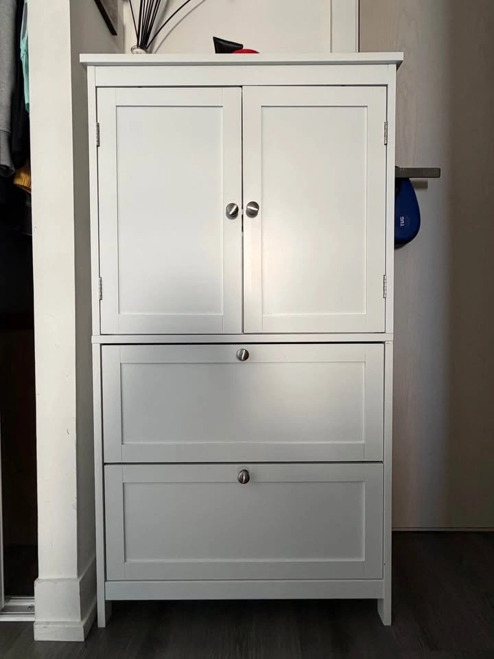 White Bathroom Storage Cabinet with 2 Doors and 2 Drawers - photo 3