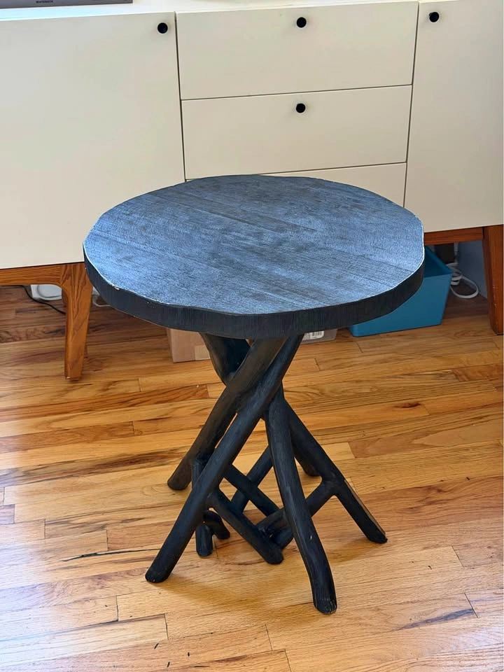 Black Rustic Wooden Side Table