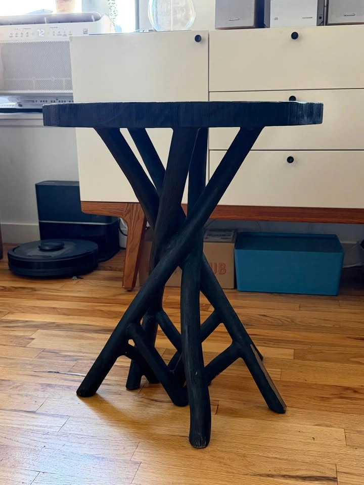 Black Rustic Wooden Side Table - photo 2