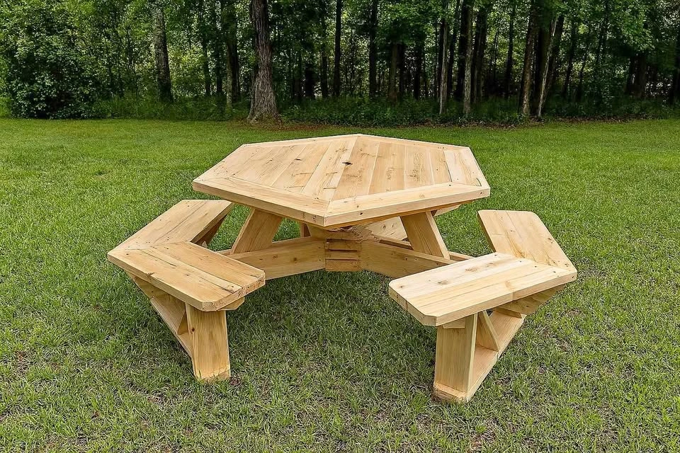 Cedar Hexagon Picnic Tables