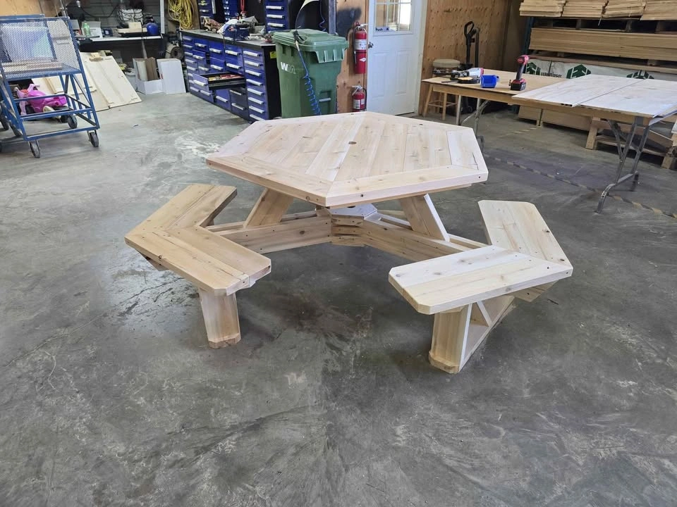 Cedar Hexagon Picnic Tables - photo 3