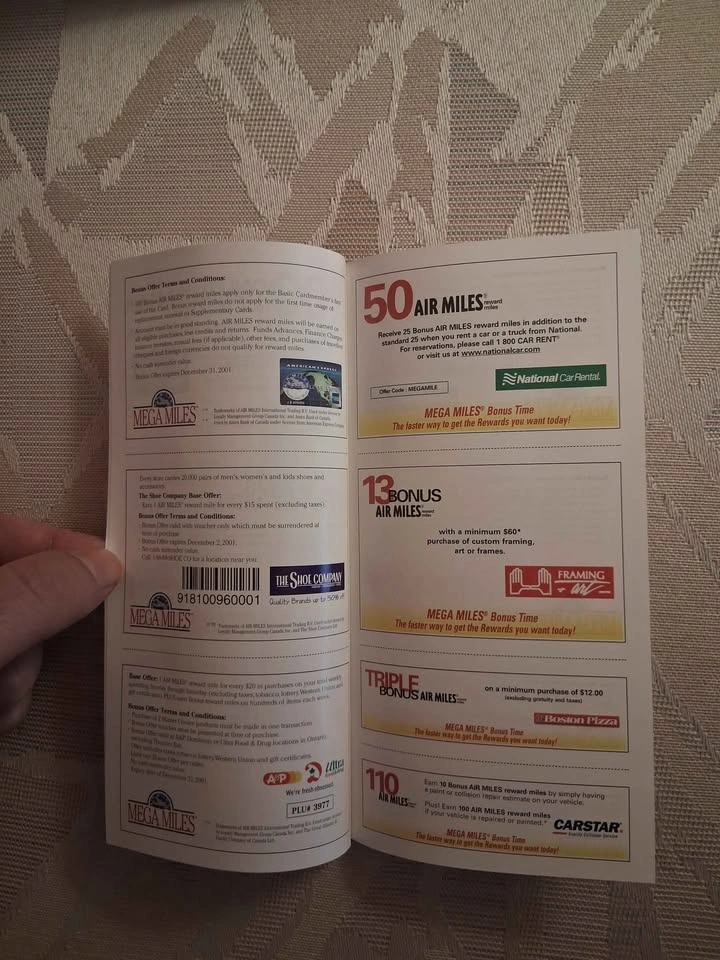 Vintage 2001 Air Miles Booklet / Canadian Ephemera Collectible - photo 2
