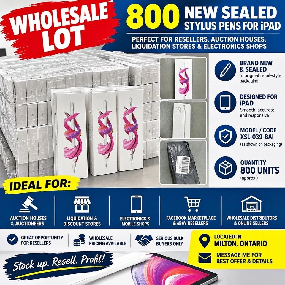 Wholesale Lot: 800 New Sealed Stylus Pens for iPad