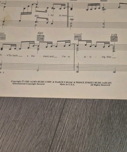 1985 Whitney Houston All At Once Sheet Music - photo 4