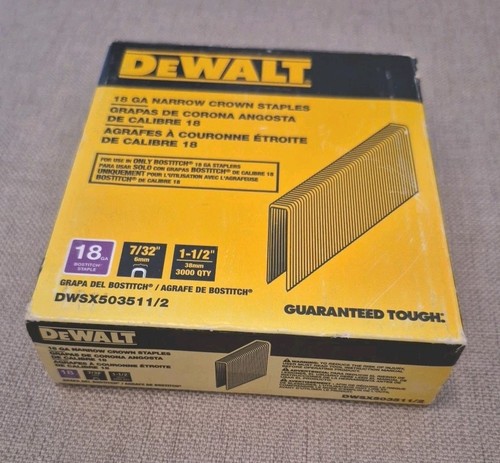 Dewalt 18 GA 7/32” Narrow Crown Staples 1.5 Inch Steel - photo 2