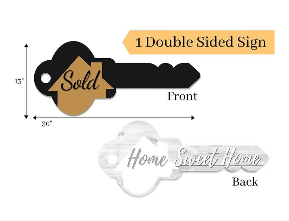 Real Estate key shaped sold Sign - Extra Large - photo 2