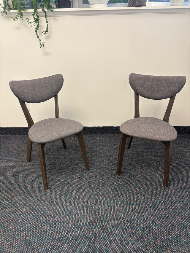 Set of 2 Modern Accent Chairs – Gray Upholstery