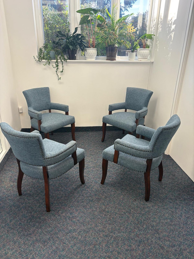 Elegant Blue Accent Chairs – Set of 4