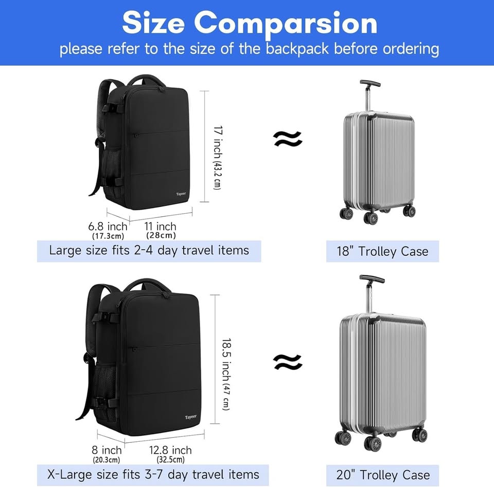Travel Laptop Backpack - Taygeer Large Black - photo 2