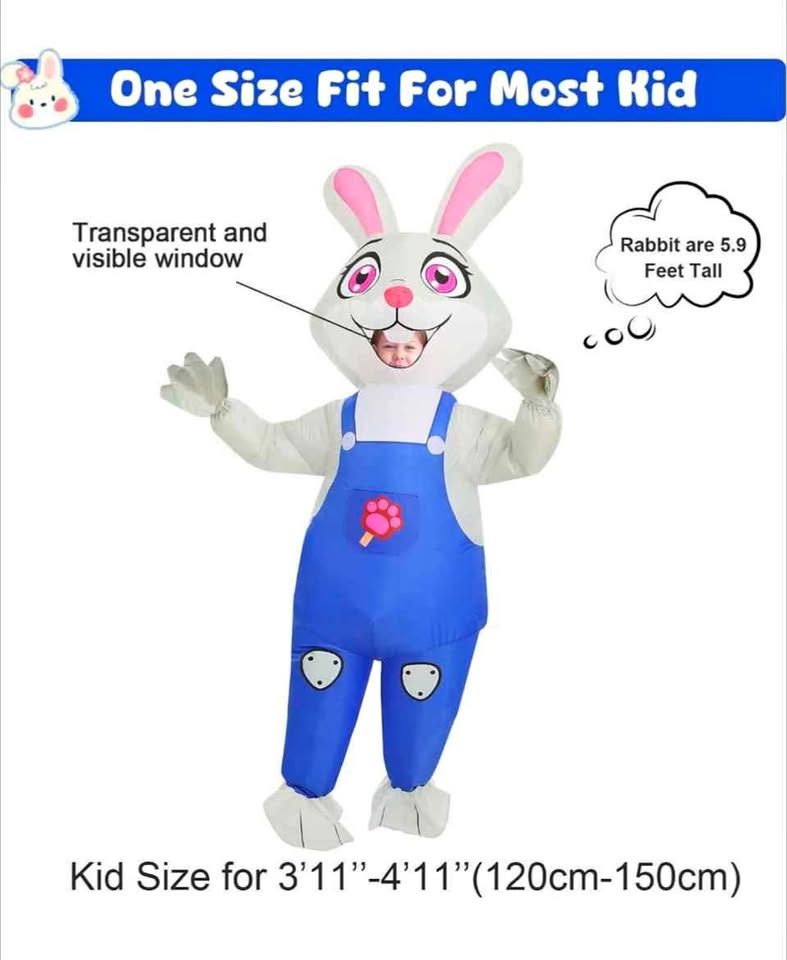 New (Sealed) Inflatable Costume Bunny (Kids Size)