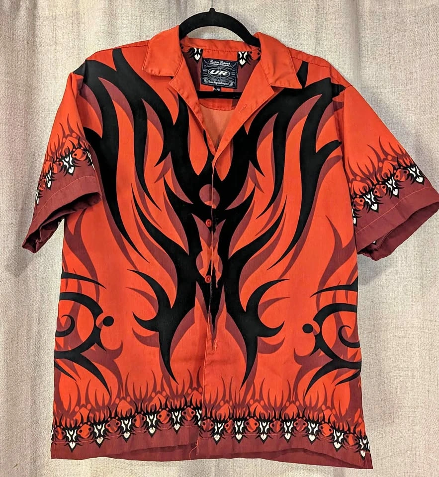 Vintage Y2K Kid's Red and Black Tribal Sigilism Shirt