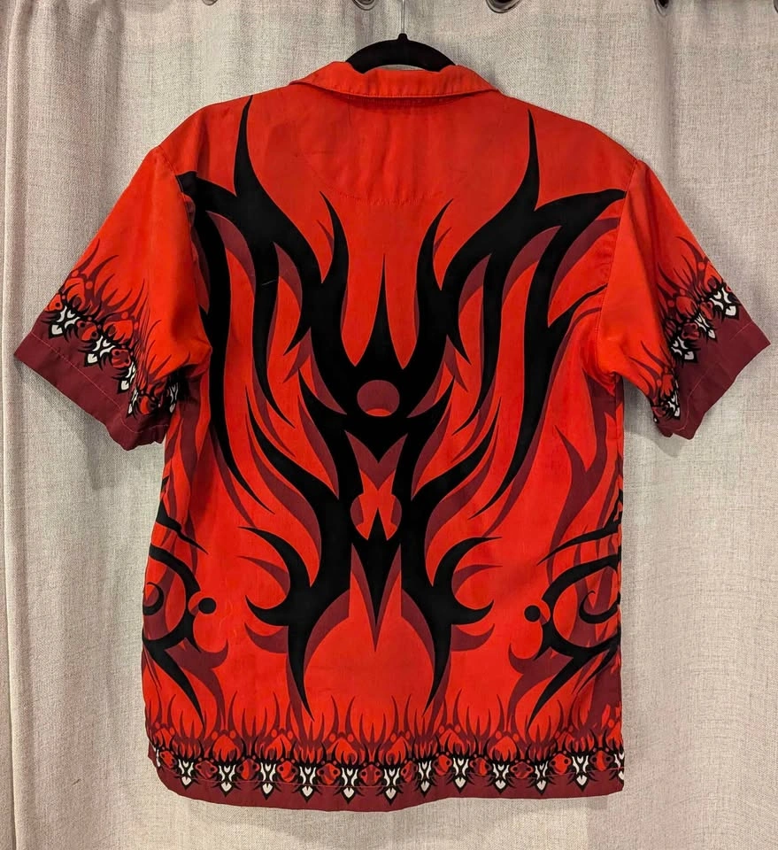 Vintage Y2K Kid's Red and Black Tribal Sigilism Shirt - photo 2