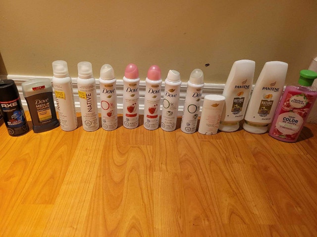 New Dove, Native deodorants, Pantene hair conditioner